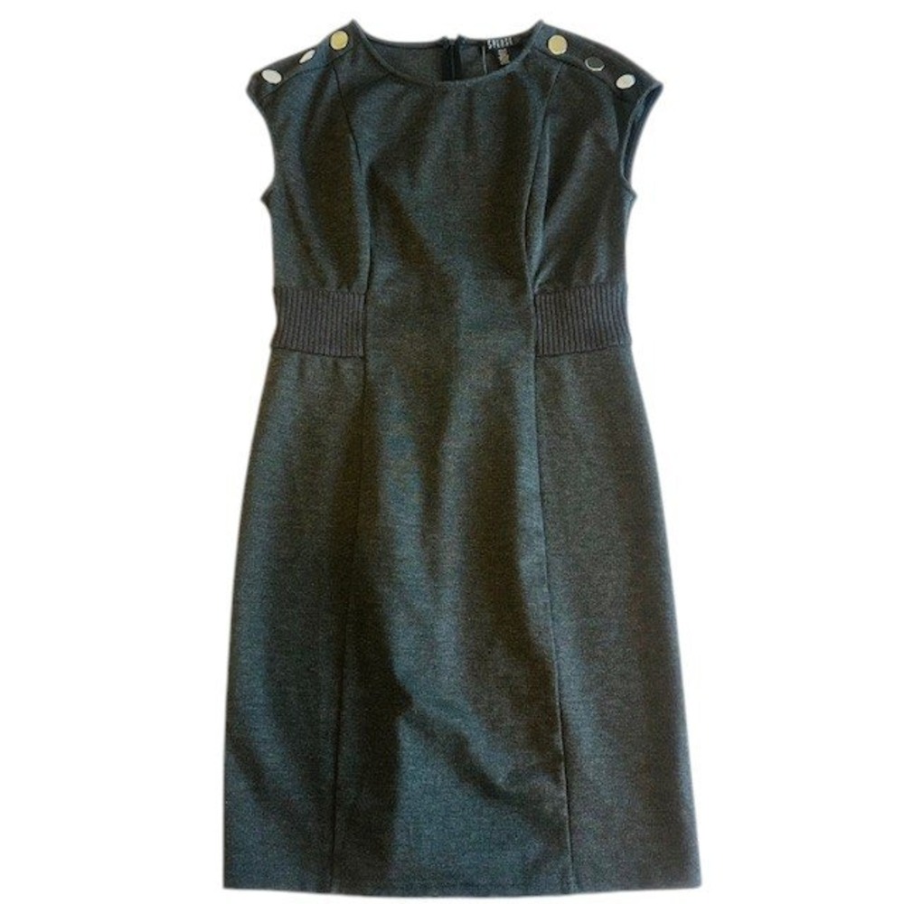 NWT SPENSE Sheath Dress Workwear Career Buttons Charcoal Gray Size Med - Picture 3 of 13
